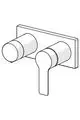 Einhebelmischer mit zwei runden Griffen und einem länglichen Hebel. Produktelement von HANSA zur Montage in Wanne oder Brause.